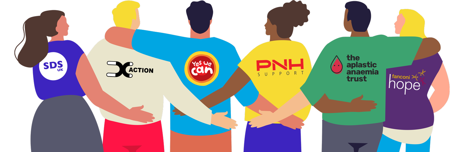 Image of six partner charities in the Better Together for Healthy Bone Marrow partnership, evaluated by Insley Consulting