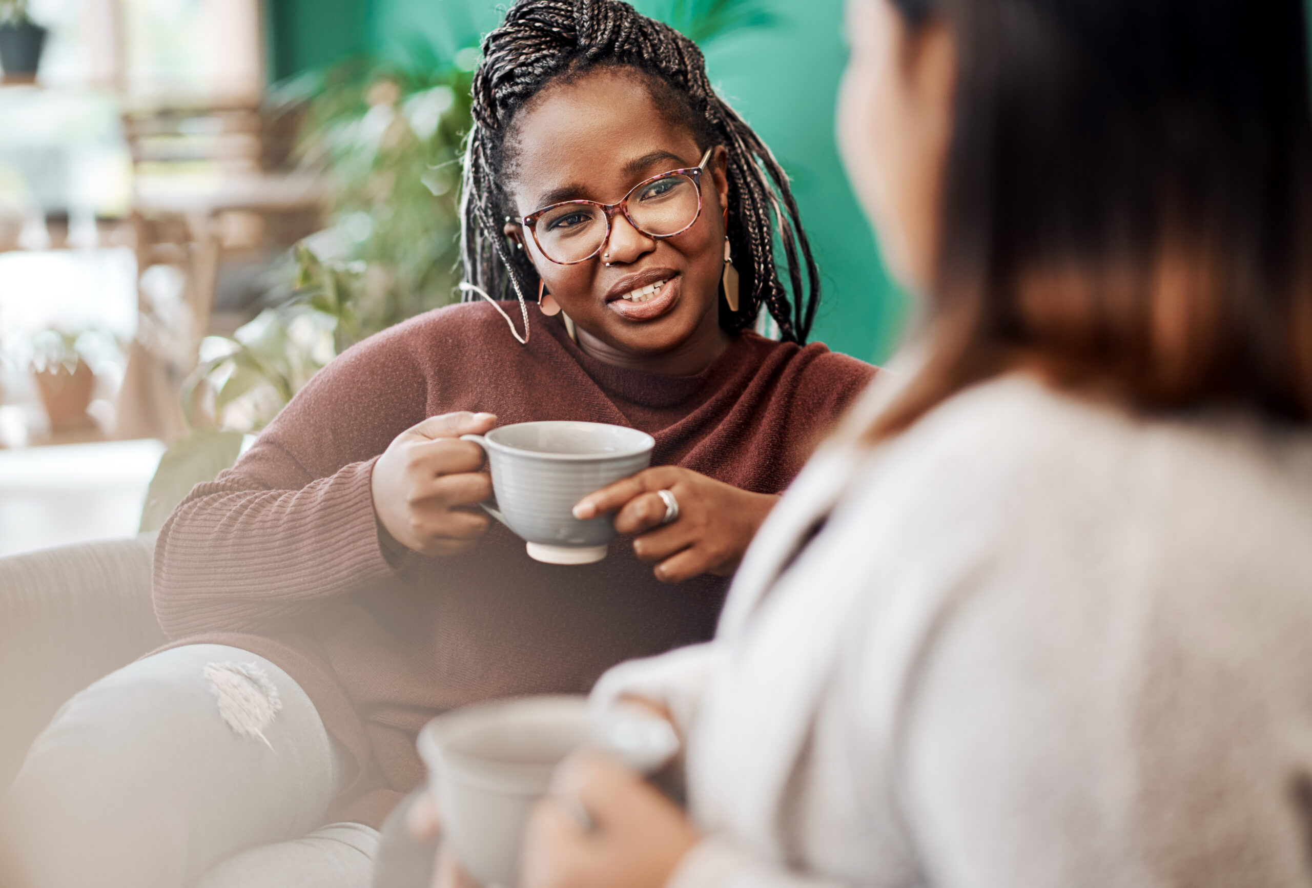 Two women talking
